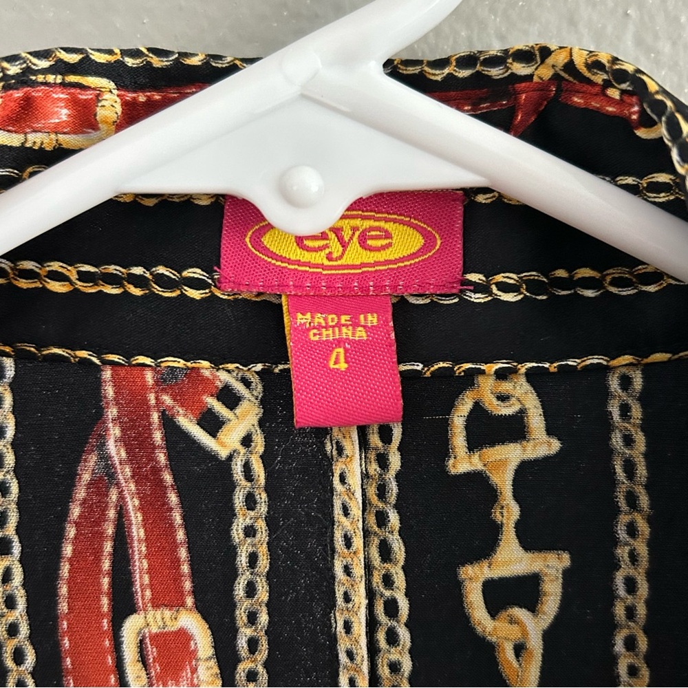 Eye Silk Bit and Bridle Print Button Front Shirt Women’s Size 4 Old Money Luxury - Picture 9 of 10